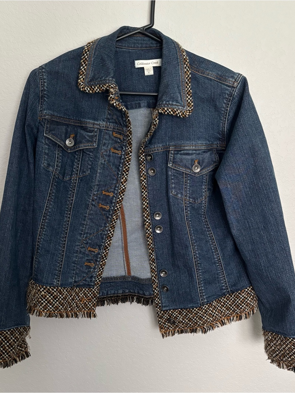 Coldwater Creek Blue Denim Jacket with Trim